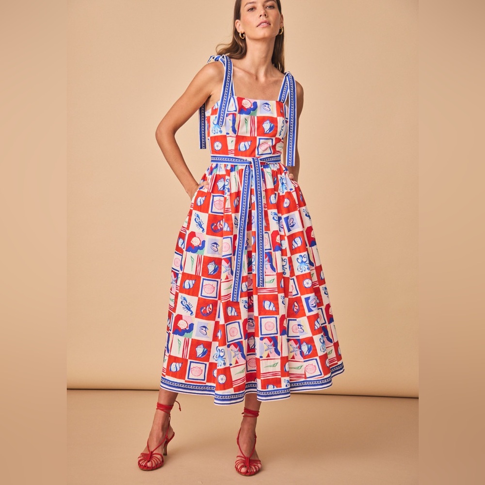 NWT Hunter Bell Quincy Dress, Sea Tiles